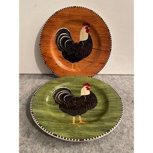 2 Warren Kimble Rooster plates  8" by Sakura   #1048
